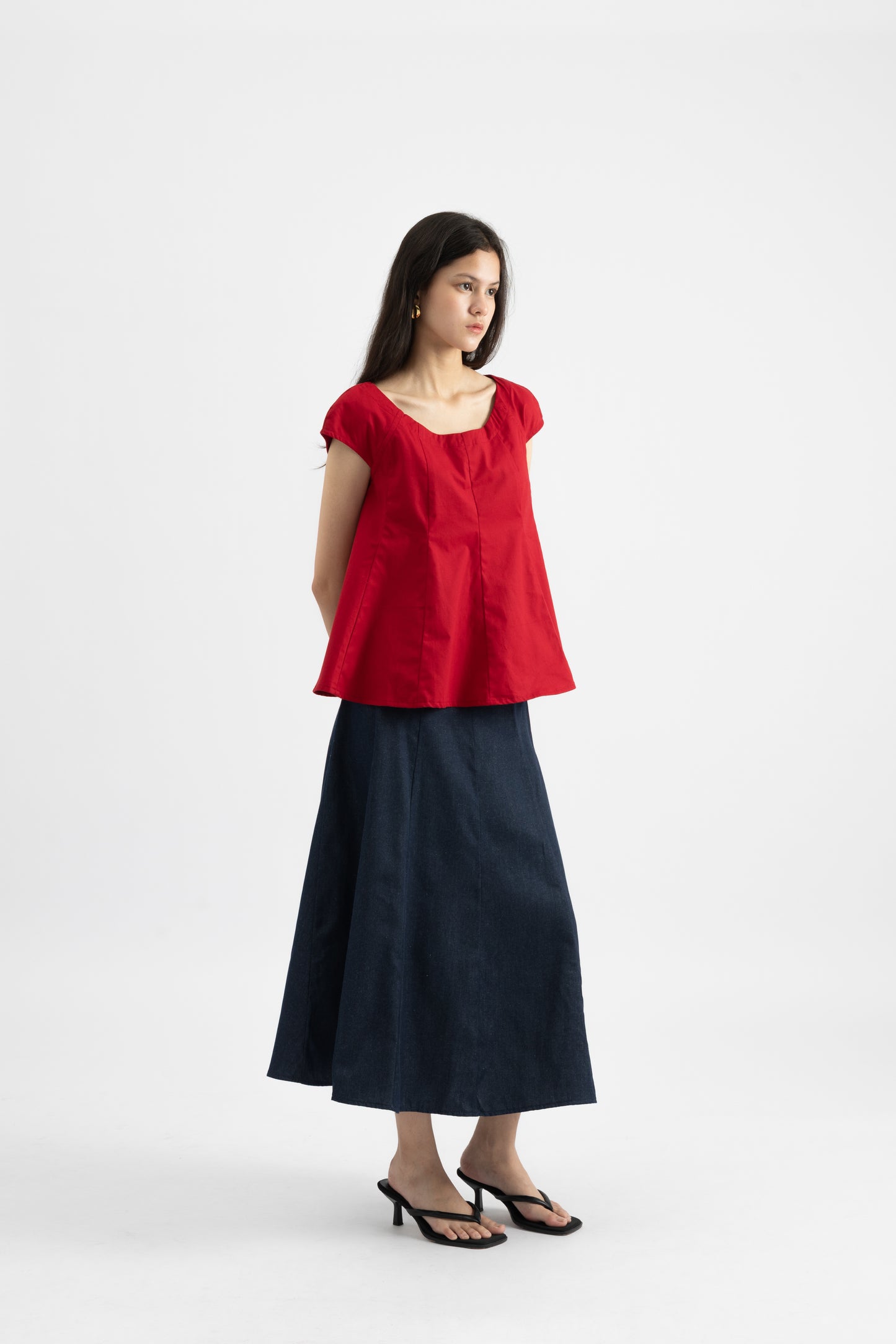 Carla Top In Crimson Red