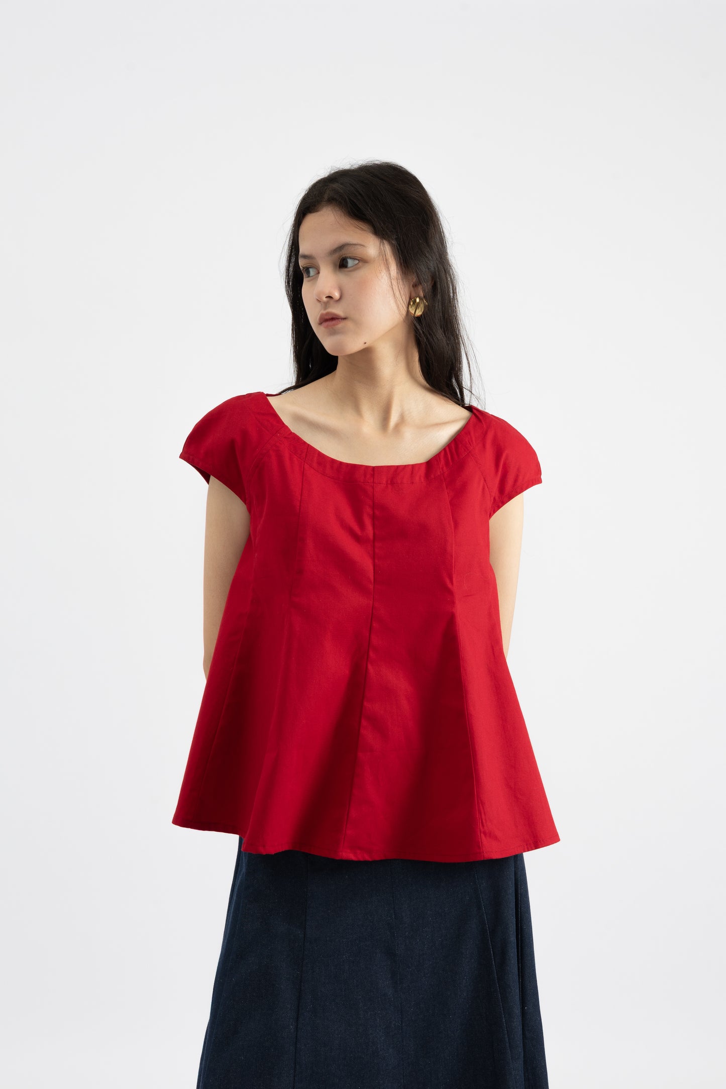 Carla Top In Crimson Red