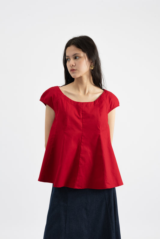 Carla Top In Crimson Red